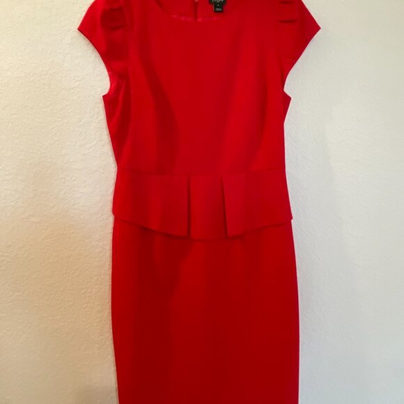 NWOT J.Crew Red Wool Peplum Dress - Picture 5 of 11